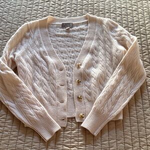 J. Crew Women's Cream Cable Knit Cardigan